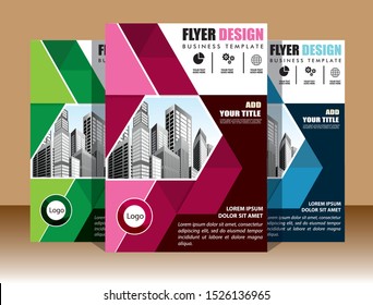 Business abstract vector template Brochure design cover modern layout annual report poster flyer in A4 with colorful triangles geometric shapes for tech science market with light background