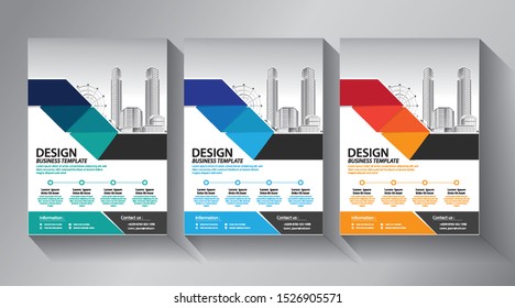Business abstract vector template. Brochure design, cover modern layout, annual report, poster, flyer in A4 with colorful triangles, geometric shapes for tech, science, market with light background