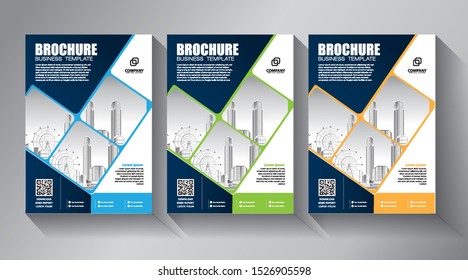 Business abstract vector template. Brochure design, cover modern layout, annual report, poster, flyer in A4 with colorful triangles, geometric shapes for tech, science, market with light background