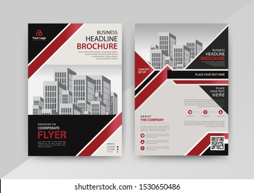 Business abstract vector template for Brochure, AnnualReport, Magazine, Poster, Corporate Presentation, Portfolio, Flyer, infographic with red and black color size A4, Front and back. Vector