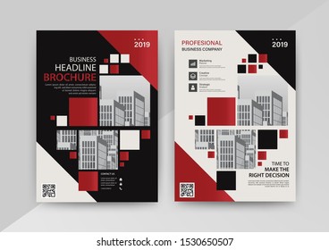 Business abstract vector template for Brochure, AnnualReport, Magazine, Poster, Corporate Presentation, Portfolio, Flyer, infographic with red and black color size A4, Front and back. Vector