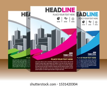 Business abstract vector template Brochure design cover modern layout annual report poster flyer in A4 with colorful triangles geometric shapes for tech science market with light background