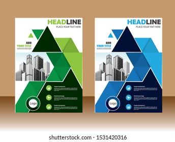 Business abstract vector template Brochure design cover modern layout annual report poster flyer in A4 with colorful triangles geometric shapes for tech science market with light background