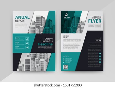 Business abstract vector template for Brochure, AnnualReport, Magazine, Poster, Corporate Presentation, Portfolio, Flyer, infographic with blue and white color size A4, Front and back. Vector