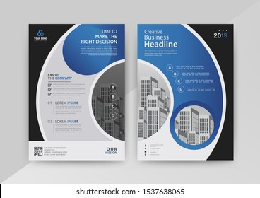 Business abstract vector template for Brochure, AnnualReport, Magazine, Poster, Corporate Presentation, Portfolio, Flyer, infographic with blue and black color size A4, Front and back. Vector