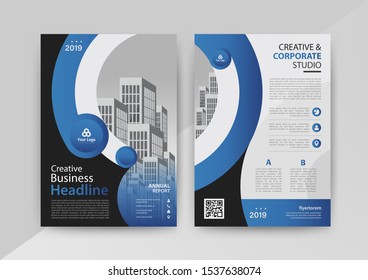 Business abstract vector template for Brochure, AnnualReport, Magazine, Poster, Corporate Presentation, Portfolio, Flyer, infographic with blue and black color size A4, Front and back. Vector