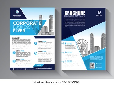 Business abstract vector template. Brochure design, cover modern layout, annual report, poster, flyer in A4 with colorful triangles, geometric shapes for tech, science, market with light background
