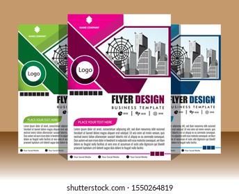 Business abstract vector template Brochure design cover modern layout annual report poster flyer in A4 with colorful triangles geometric shapes for tech science market with light background