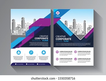 Business abstract vector template. Brochure design, cover modern layout, annual report, poster, flyer in A4 with colorful triangles, geometric shapes for tech, science, market with light background