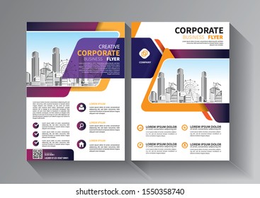 Business abstract vector template. Brochure design, cover modern layout, annual report, poster, flyer in A4 with colorful triangles, geometric shapes for tech, science, market with light background