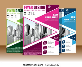 Business abstract vector template Brochure design cover modern layout annual report poster flyer in A4 with colorful triangles geometric shapes for tech science market with light background
