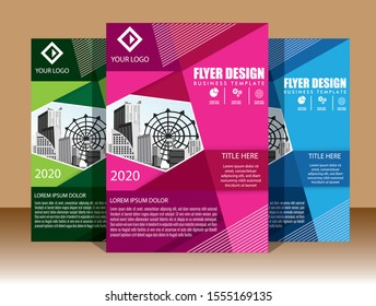 Business abstract vector template Brochure design cover modern layout annual report poster flyer in A4 with colorful triangles geometric shapes for tech science market with light background