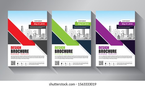 Business abstract vector template. Brochure design, cover modern layout, annual report, poster, flyer in A4 with colorful triangles, geometric shapes for tech, science, market with light background