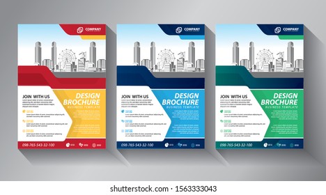Business abstract vector template. Brochure design, cover modern layout, annual report, poster, flyer in A4 with colorful triangles, geometric shapes for tech, science, market with light background