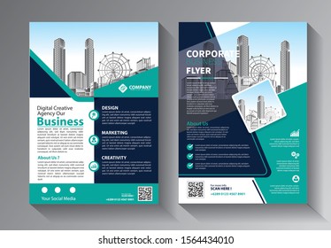 Business abstract vector template. Brochure design, cover modern layout, annual report, poster, flyer in A4 with colorful triangles, geometric shapes for tech, science, market with light background