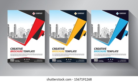 Business abstract vector template. Brochure design, cover modern layout, annual report, poster, flyer in A4 with colorful triangles, geometric shapes for tech, science, market with light background