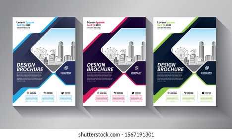 Business abstract vector template. Brochure design, cover modern layout, annual report, poster, flyer in A4 with colorful triangles, geometric shapes for tech, science, market with light background