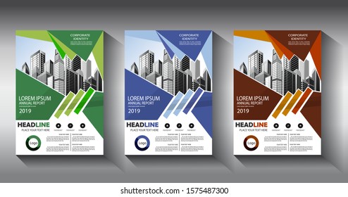 Business abstract vector template Brochure design cover modern layout annual report poster flyer in A4 with colorful triangles geometric shapes for tech science market with light background