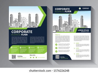 Abstrakte Vektorillustration für Unternehmen. Broschüren-Design, modernes Layout, Geschäftsbericht, Poster, Flyer in A4 mit bunten Dreiecken, geometrische Formen für Technik, Wissenschaft, Markt mit hellem Hintergrund