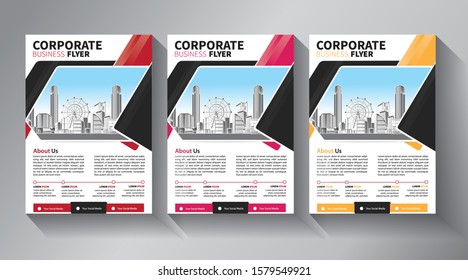 Business abstract vector template. Brochure design, cover modern layout, annual report, poster, flyer in A4 with colorful triangles, geometric shapes for tech, science, market with light background