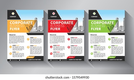 Business abstract vector template. Brochure design, cover modern layout, annual report, poster, flyer in A4 with colorful triangles, geometric shapes for tech, science, market with light background