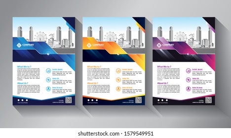 Business abstract vector template. Brochure design, cover modern layout, annual report, poster, flyer in A4 with colorful triangles, geometric shapes for tech, science, market with light background
