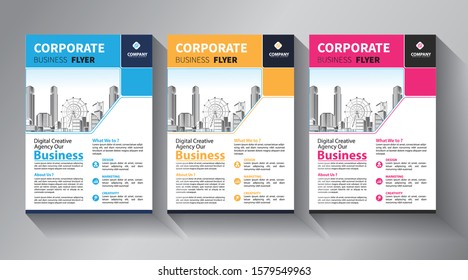 Business abstract vector template. Brochure design, cover modern layout, annual report, poster, flyer in A4 with colorful triangles, geometric shapes for tech, science, market with light background