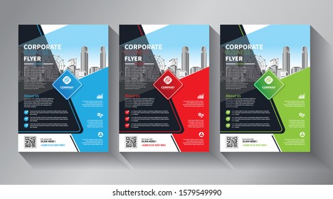 Business abstract vector template. Brochure design, cover modern layout, annual report, poster, flyer in A4 with colorful triangles, geometric shapes for tech, science, market with light background
