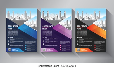 Business abstract vector template. Brochure design, cover modern layout, annual report, poster, flyer in A4 with colorful triangles, geometric shapes for tech, science, market with light background