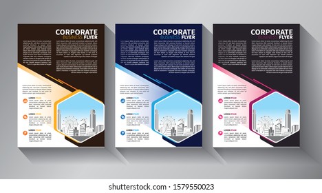 Business abstract vector template. Brochure design, cover modern layout, annual report, poster, flyer in A4 with colorful triangles, geometric shapes for tech, science, market with light background