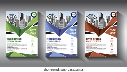 Business abstract vector template Brochure design cover modern layout annual report poster flyer in A4 with colorful triangles geometric shapes for tech science market with light background