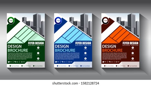 Business abstract vector template Brochure design cover modern layout annual report poster flyer in A4 with colorful triangles geometric shapes for tech science market with light background