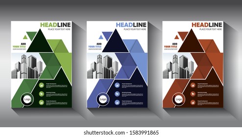 Business abstract vector template Brochure design cover modern layout annual report poster flyer in A4 with colorful triangles geometric shapes for tech science market with light background