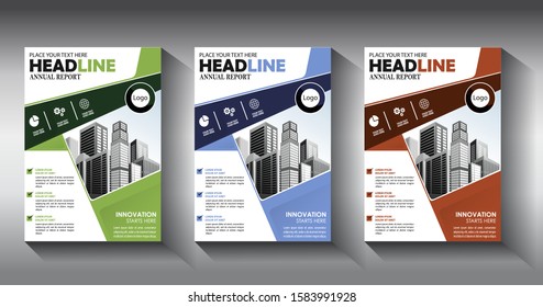 Business abstract vector template Brochure design cover modern layout annual report poster flyer in A4 with colorful triangles geometric shapes for tech science market with light background