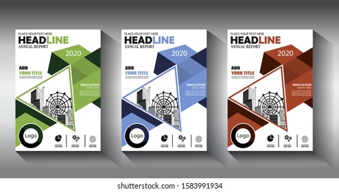 Business abstract vector template Brochure design cover modern layout annual report poster flyer in A4 with colorful triangles geometric shapes for tech science market with light background