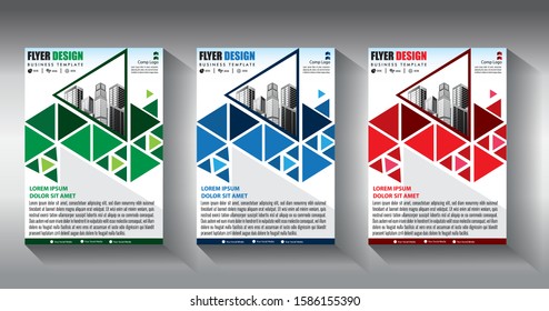 Business abstract vector template Brochure design cover modern layout annual report poster flyer in A4 with colorful triangles geometric shapes for tech science market with light background