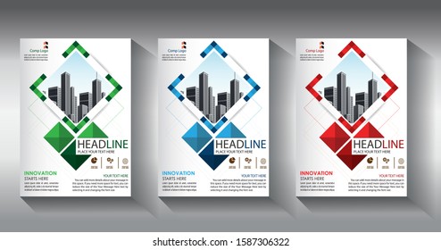 Business abstract vector template Brochure design cover modern layout annual report poster flyer in A4 with colorful triangles geometric shapes for tech science market with light background