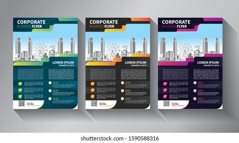 Business abstract vector template. Brochure design, cover modern layout, annual report, poster, flyer in A4 with colorful triangles, geometric shapes for tech, science, market with light background