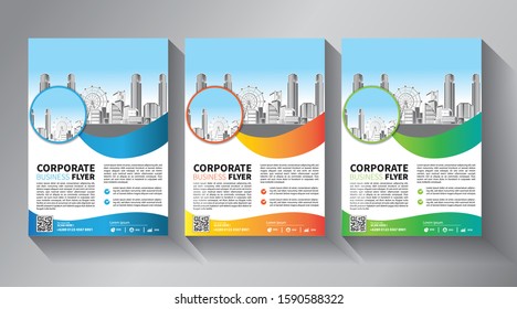 Business abstract vector template. Brochure design, cover modern layout, annual report, poster, flyer in A4 with colorful triangles, geometric shapes for tech, science, market with light background