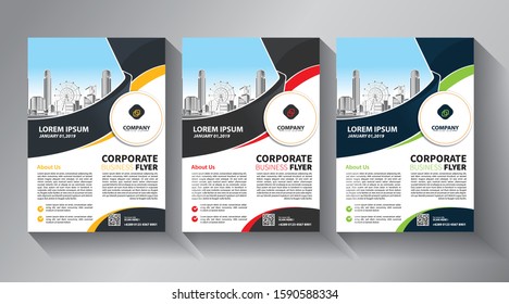Business abstract vector template. Brochure design, cover modern layout, annual report, poster, flyer in A4 with colorful triangles, geometric shapes for tech, science, market with light background