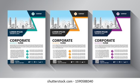Business abstract vector template. Brochure design, cover modern layout, annual report, poster, flyer in A4 with colorful triangles, geometric shapes for tech, science, market with light background