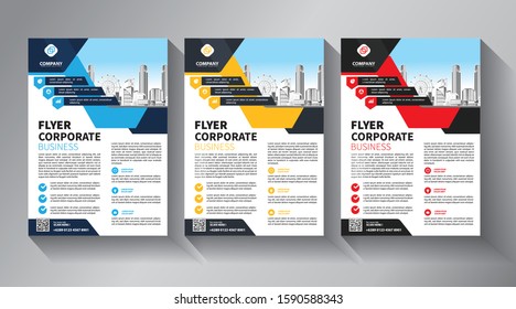 Business abstract vector template. Brochure design, cover modern layout, annual report, poster, flyer in A4 with colorful triangles, geometric shapes for tech, science, market with light background