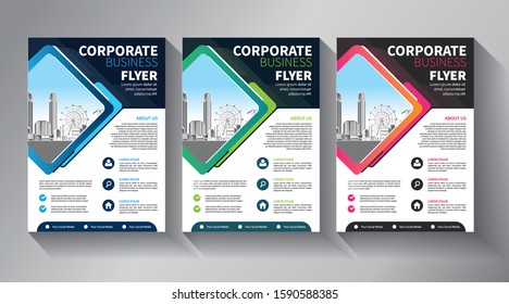 Business abstract vector template. Brochure design, cover modern layout, annual report, poster, flyer in A4 with colorful triangles, geometric shapes for tech, science, market with light background