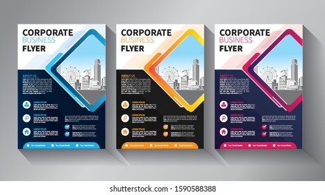 Business abstract vector template. Brochure design, cover modern layout, annual report, poster, flyer in A4 with colorful triangles, geometric shapes for tech, science, market with light background