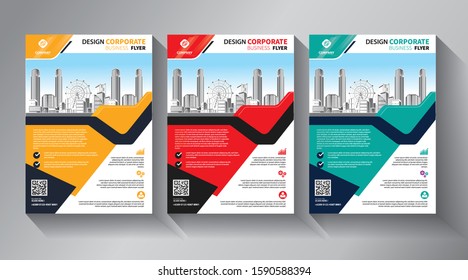 Business abstract vector template. Brochure design, cover modern layout, annual report, poster, flyer in A4 with colorful triangles, geometric shapes for tech, science, market with light background