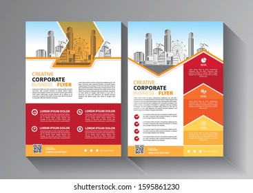 Business abstract vector template. Brochure design, cover modern layout, annual report, poster, flyer in A4 with colorful triangles, geometric shapes for tech, science, market with light background