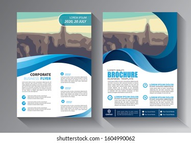 Business abstract vector template. Brochure design, cover modern layout, annual report, poster, flyer in A4 with colorful triangles, geometric shapes for tech, science, market with light background