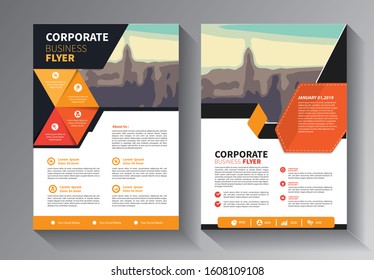Business abstract vector template. Brochure design, cover modern layout, annual report, poster, flyer in A4 with colorful triangles, geometric shapes for tech, science, market with light background