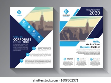 Business abstract vector template. Brochure design, cover modern layout, annual report, poster, flyer in A4 with colorful triangles, geometric shapes for tech, science, market with light background