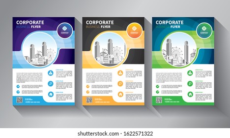 Business abstract vector template. Brochure design, cover modern layout, annual report, poster, flyer in A4 with colorful triangles, geometric shapes for tech, science, market with light background